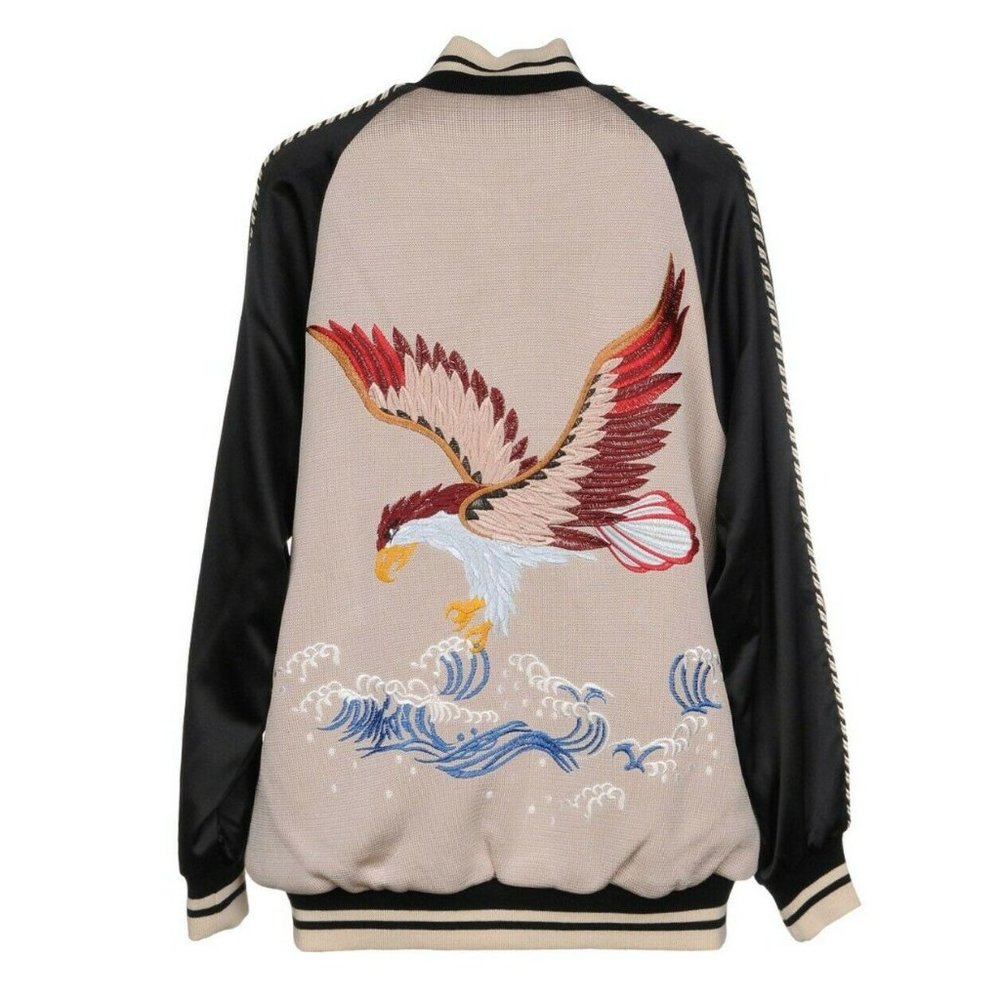 LANEUS Eagle Embroidery Bomber Jacket, Sz 38